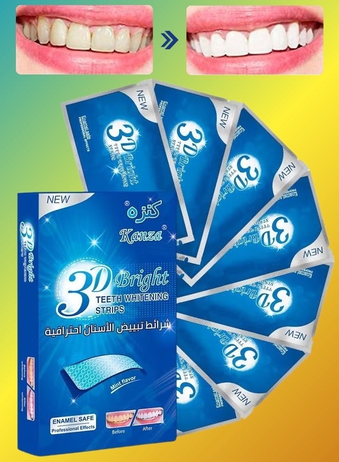 Kanza 3D Bright Teeth Whitening Strips Safe Formula 100% Genuine Branded  PAP+ Teeth Whitening Strips 7 Treatments Professional Teeth Whitener for Teeth Enamel & Stains Removal | Unisex - Image 1